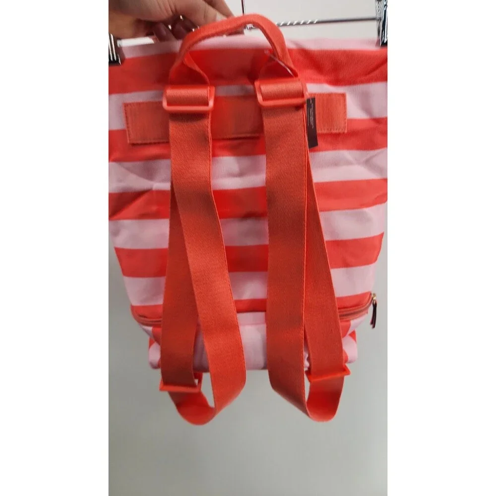 Victoria's Secret Pink Coral Stripe Drawstring Backpack‎ 2-in-1 Cooler